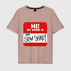 Футболка оверсайз мужская Eminem - slim shady sticker, цвет: пыльно-розовый