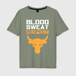 Футболка оверсайз мужская Blood sweet respect logo, цвет: авокадо