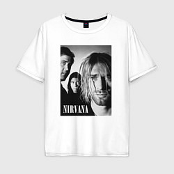 Футболка оверсайз мужская Nirvana rock band black, цвет: белый