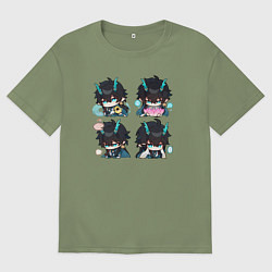 Футболка оверсайз мужская Дань Хэн стикеры, цвет: авокадо