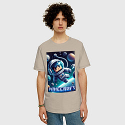 Футболка оверсайз мужская Космонавт оторвавшийся от космолёта - Майнкрафт, цвет: миндальный — фото 2