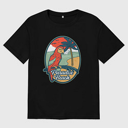 Футболка оверсайз мужская Райский пляж, цвет: черный