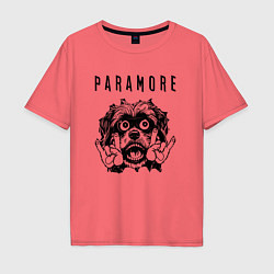 Футболка оверсайз мужская Paramore - rock dog, цвет: коралловый