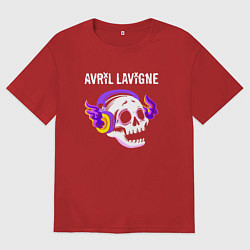 Футболка оверсайз мужская Avril Lavigne - неоновый череп, цвет: красный