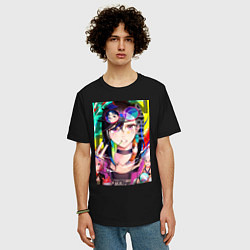 Футболка оверсайз мужская Дандадан: Момо Аясэ, цвет: черный — фото 2