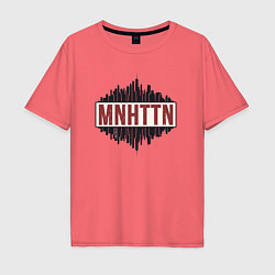 Футболка оверсайз мужская New York Manhattan, цвет: коралловый