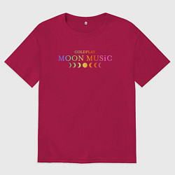 Футболка оверсайз мужская Coldplay moon music, цвет: маджента