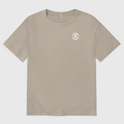 Футболка оверсайз мужская Когда была свободна Русь то три копейки стоил гусь, цвет: миндальный