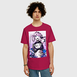 Футболка оверсайз мужская Песнь ночных сов Надзуна, цвет: маджента — фото 2