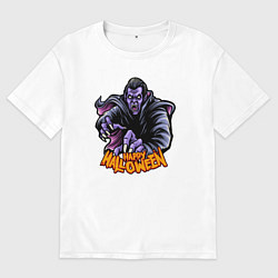 Футболка оверсайз мужская Хэллоуин вампир, цвет: белый