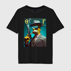 Футболка оверсайз мужская Homer Simpson with pistol - godfather, цвет: черный