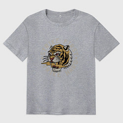 Футболка оверсайз мужская Бей первым, цвет: меланж