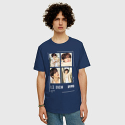 Футболка оверсайз мужская Lee know stray kids cute, цвет: тёмно-синий — фото 2