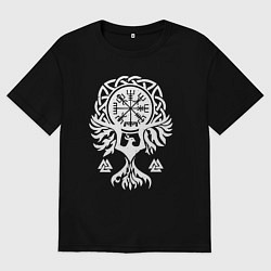 Футболка оверсайз мужская Символика - язычество севера, цвет: черный