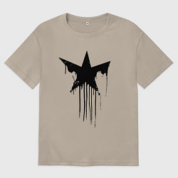 Футболка оверсайз мужская Black blot star - minimalism, цвет: миндальный