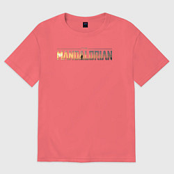 Футболка оверсайз мужская The mandalorian logo, цвет: коралловый