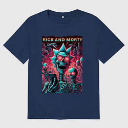 Футболка оверсайз мужская Rick and Morty - neon glow fantasy, цвет: тёмно-синий