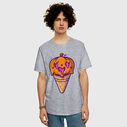 Футболка оверсайз мужская Ice cream pumpkin, цвет: меланж — фото 2