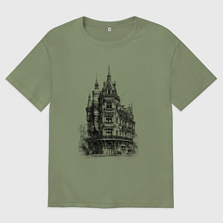 Футболка оверсайз мужская Старинный дом, цвет: авокадо