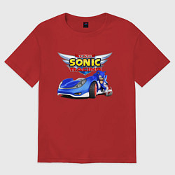 Футболка оверсайз мужская Cool hedgehog - Sonic racing team, цвет: красный