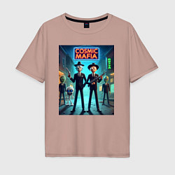 Футболка оверсайз мужская Rick and Morty - cosmic mafia, цвет: пыльно-розовый