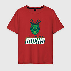 Футболка оверсайз мужская Milwaukee Bucks NBA, цвет: красный