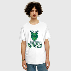 Футболка оверсайз мужская Milwaukee Bucks NBA, цвет: белый — фото 2