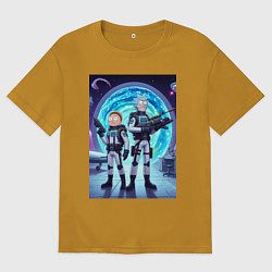 Футболка оверсайз мужская Космический спецназ - Рик и Морти, цвет: горчичный