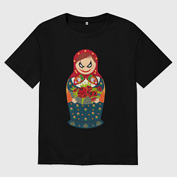 Футболка оверсайз мужская Матрёшка джокера, цвет: черный