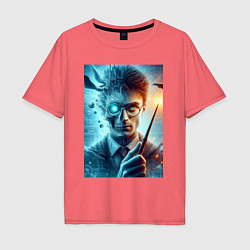 Мужская футболка оверсайз Harry Potter - wizard with magic stick