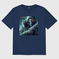 Футболка оверсайз мужская Cyber death - ai art fantasy, цвет: тёмно-синий