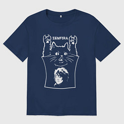 Футболка оверсайз мужская Земфира - кот рок, цвет: тёмно-синий