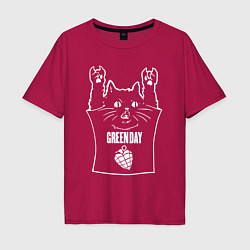 Футболка оверсайз мужская Green Day - cat rock, цвет: маджента