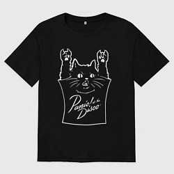 Футболка оверсайз мужская Panic at the disco - cat rock, цвет: черный