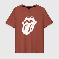 Футболка оверсайз мужская Rolling Stones - white logo, цвет: кирпичный