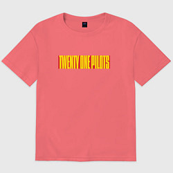 Футболка оверсайз мужская Twenty one pilots - color logo, цвет: коралловый