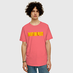 Футболка оверсайз мужская Twenty one pilots - color logo, цвет: коралловый — фото 2