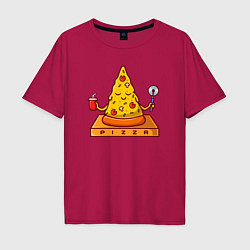 Футболка оверсайз мужская Pizza yoga, цвет: маджента