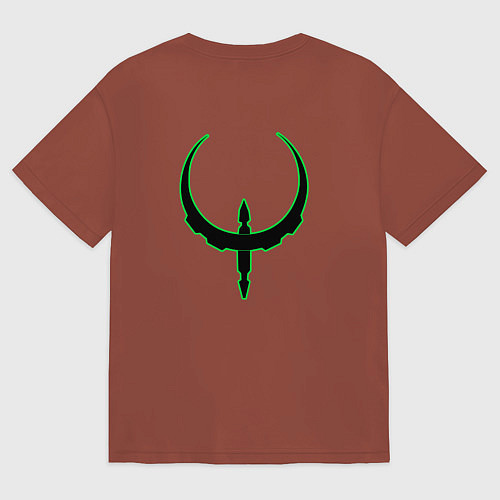 Мужская футболка оверсайз Чёрно-зелёный знак quake / Кирпичный – фото 2