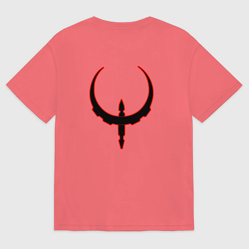 Мужская футболка оверсайз Чёрно-красный знак quake / Коралловый – фото 2