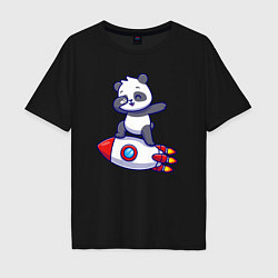 Футболка оверсайз мужская Rocket panda, цвет: черный