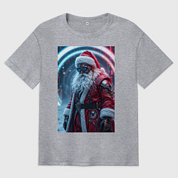 Футболка оверсайз мужская Дед мороз киберпанк, цвет: меланж