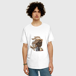 Футболка оверсайз мужская Грустный колосок, цвет: белый — фото 2