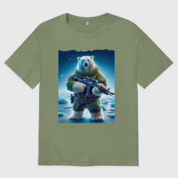 Футболка оверсайз мужская Polar bear - special forces, цвет: авокадо