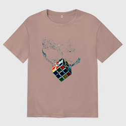 Футболка оверсайз мужская Рубик в воде, цвет: пыльно-розовый