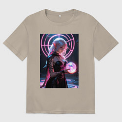 Мужская футболка оверсайз Эльфийка с магической сферой