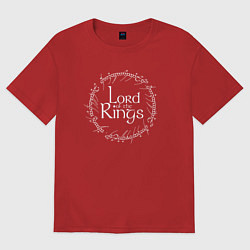 Футболка оверсайз мужская Надпись с кольца и лого Lord of the Rings, цвет: красный