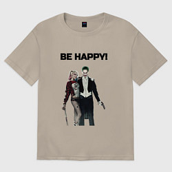 Футболка оверсайз мужская Be happy, цвет: миндальный