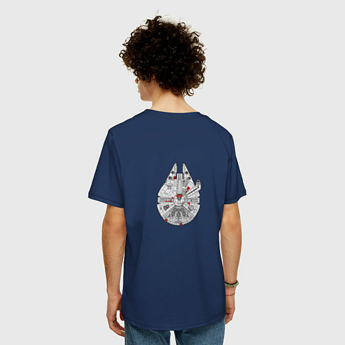 Мужская футболка оверсайз Millennium falcon / Тёмно-синий – фото 4