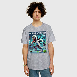 Футболка оверсайз мужская Rick and Venom - ai art fantasy, цвет: меланж — фото 2